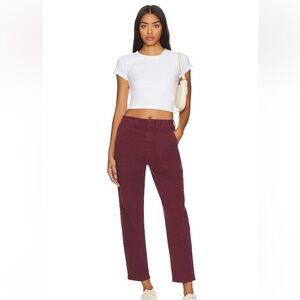 NWT Pistola Pamela High Rise Straight Leg Trousers Bordeaux Cotton Blend Sz 31